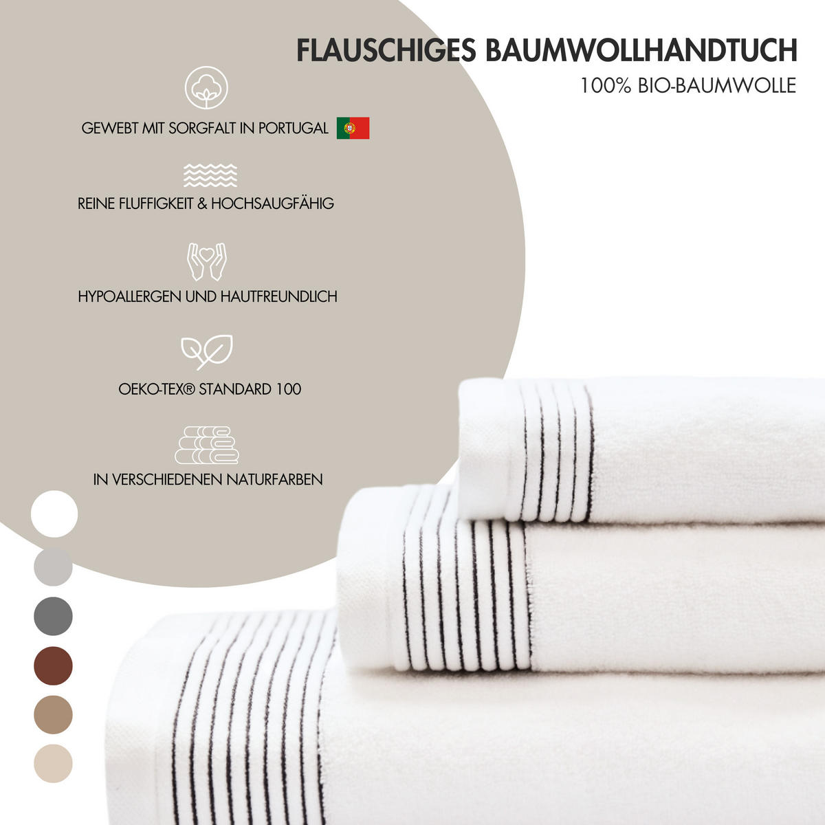 BADETUCH Pure Elegance, 100x150cm, Baumwolle, Weiß - Weiß, Textil (100/150cm) - SOWL