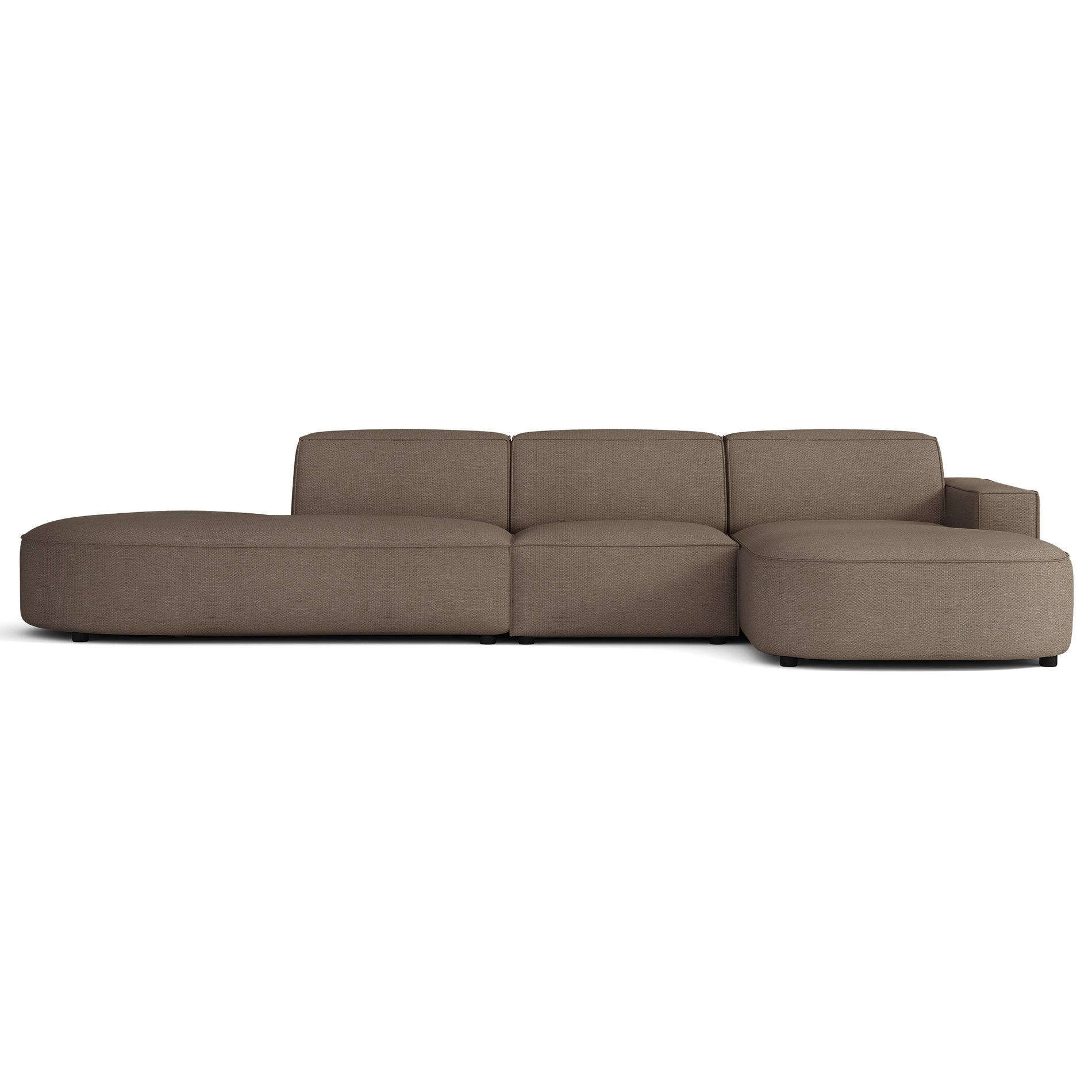 ECKSOFA Sallmo L-Form, 3-Sitzer, rechts 358 cm - Hellbraun/Schwarz, Kunststoff/Textil (358/166cm) - Selsey