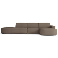 ECKSOFA Sallmo L-Form, 3-Sitzer, rechts 358 cm - Hellbraun/Schwarz, Kunststoff/Textil (358/166cm) - Selsey