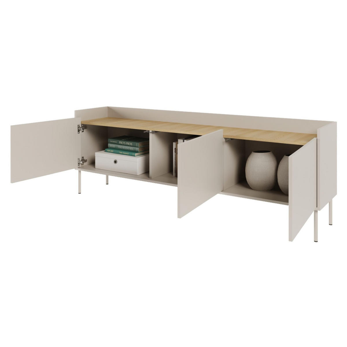 TV-SCHRANK Tovi Kaschmir / Holzoptik Eiche 175 cm - Taupe, Holzwerkstoff/Metall (175/58.5/36.4cm) - Selsey