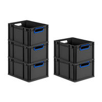 EUROBOX 5x NextGen Color 22x30x40 cm 20 Liter Griffe blau offen, Schwarz - Blau/Schwarz, Kunststoff (30/22/40cm) - PROREGAL