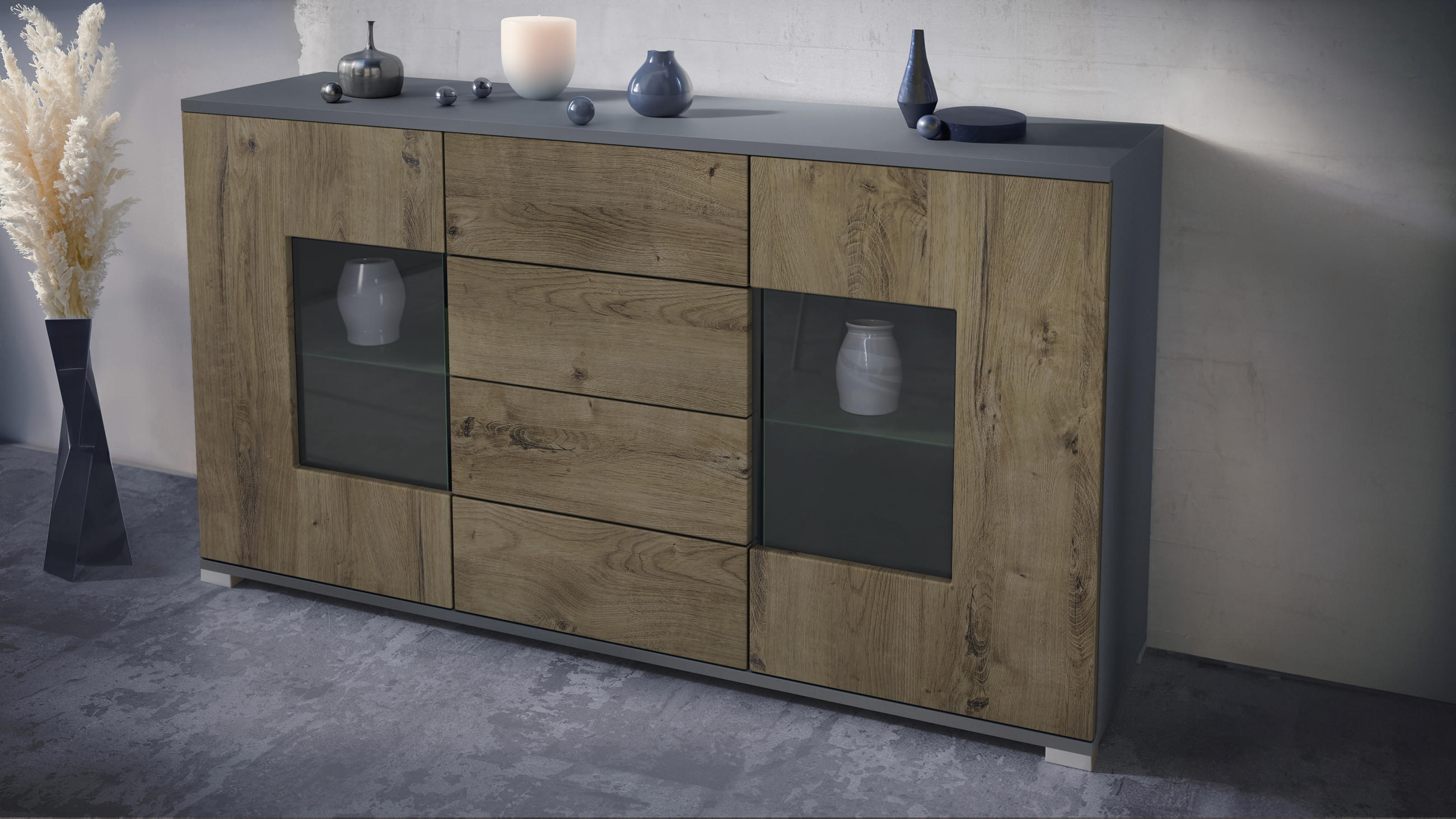 SIDEBOARD Grömitz Eiche Ribbeck - Alteiche, Holzwerkstoff (138.5/75.5/35cm) - Vladon