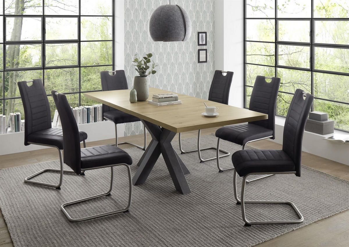 ESSTISCH ausziehbar Elda 1 140 x 90 x 75 Esszimmertisch Schwarzstahl/Asteiche - Eiche Artisan, Holz (140/90/75cm) - 58aufmkessel