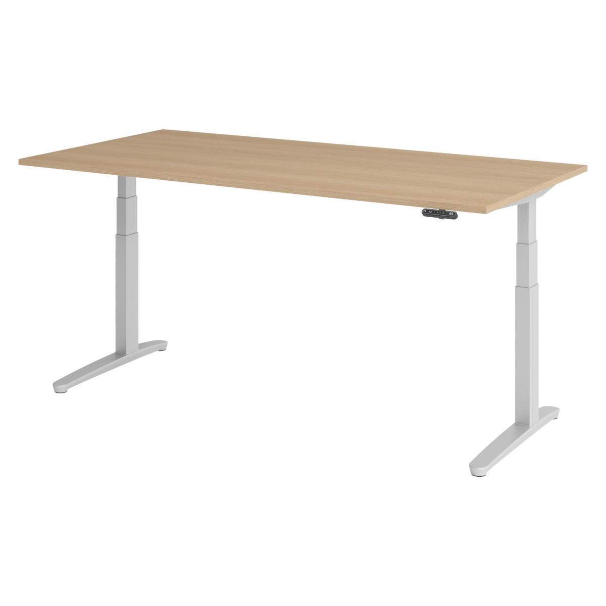 SCHREIBTISCH elektrisch XBHM 100/200/74 cm in Eichefarben/Silberfarben - Eichefarben/Silberfarben, Holzwerkstoff (100/200/74cm) - bümö
