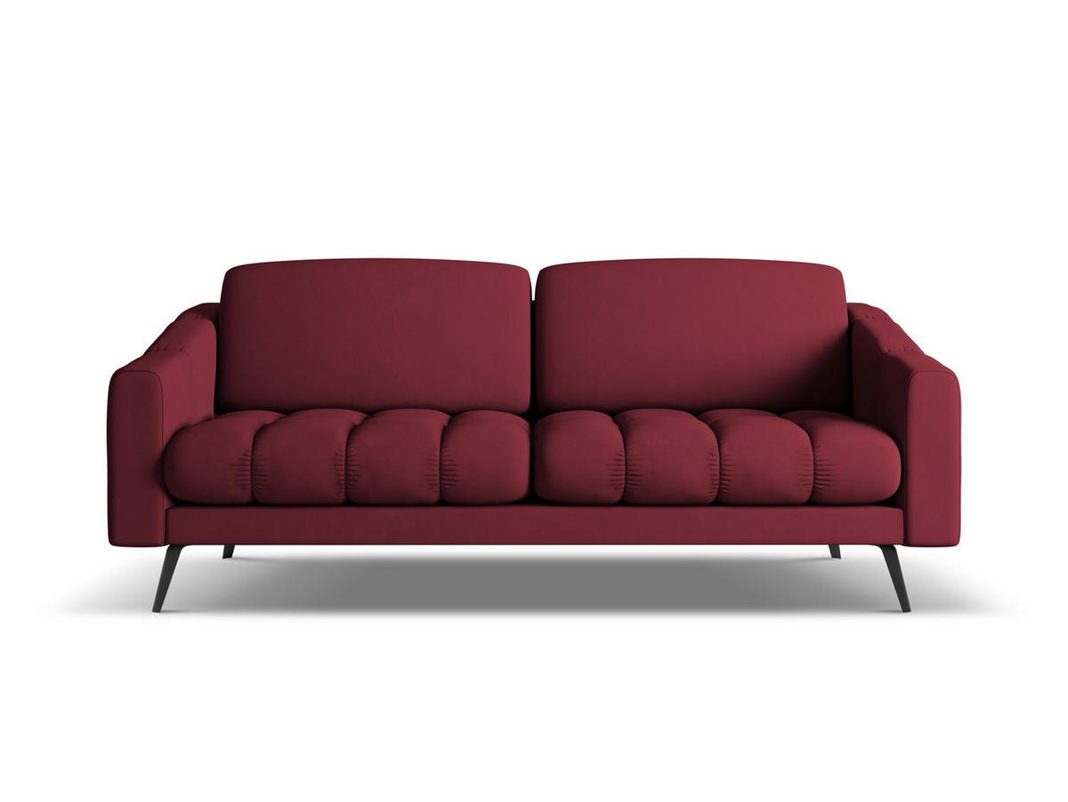 3-SITZER SOFA Chenille Stoff Rot - Rot/Weinrot, Textil/Metall (202/80/95cm) - Makamii