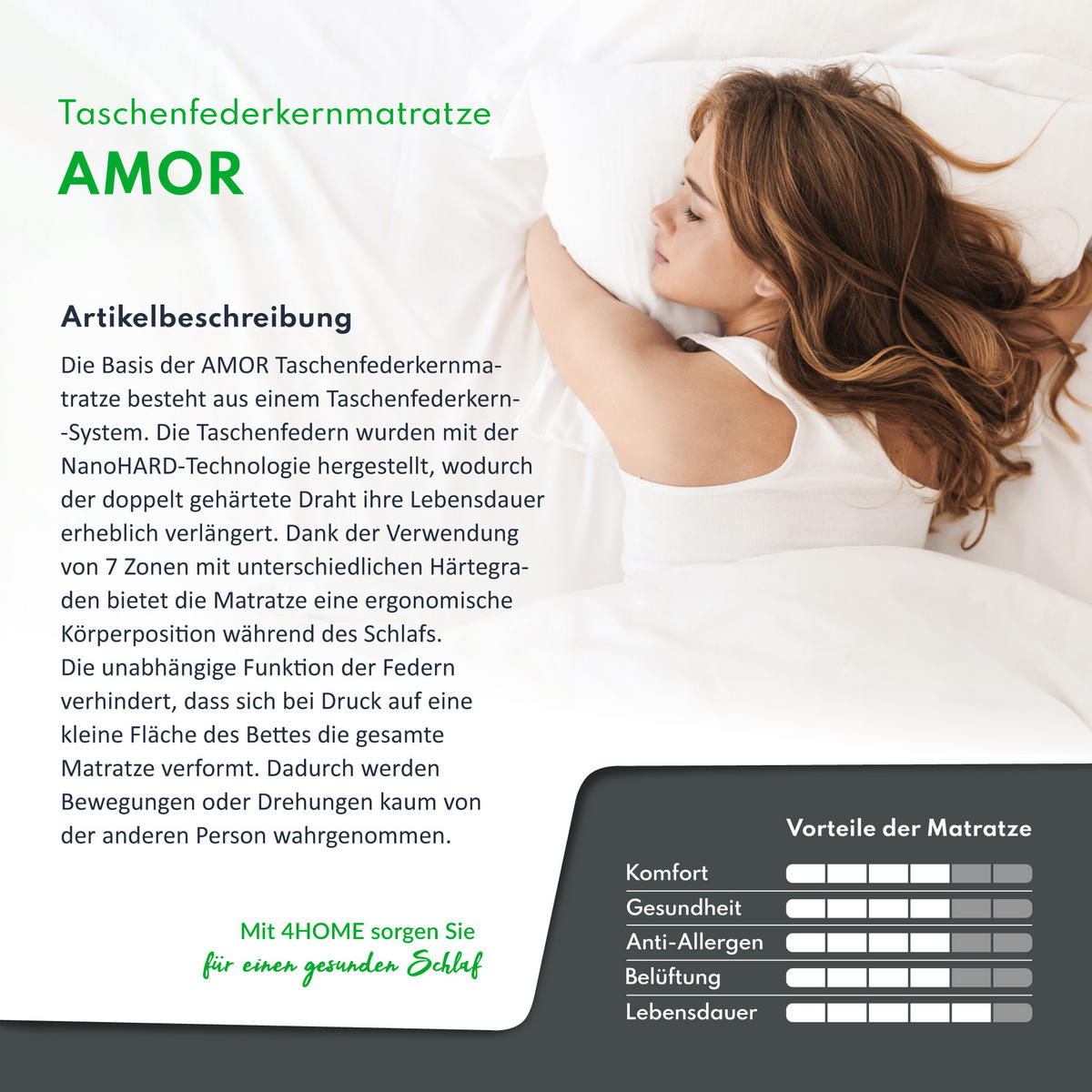 TASCHENFEDERKERNMATRATZE Amor - Weiß, Textil (90/200cm) - FDM