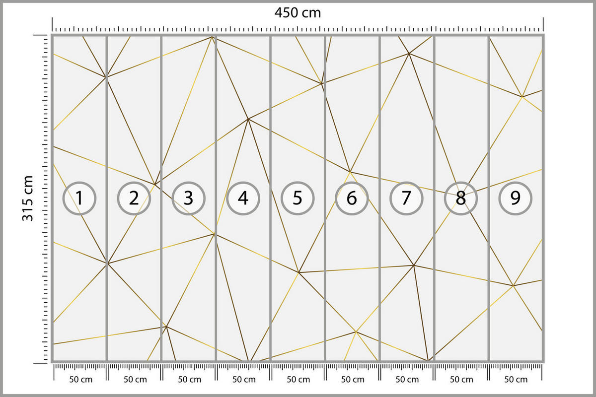 FOTOTAPETE Geometrische Abstraktion Glamour Stil 450x315 - Gelb/Beige, Papier (450/315cm) - Muralo