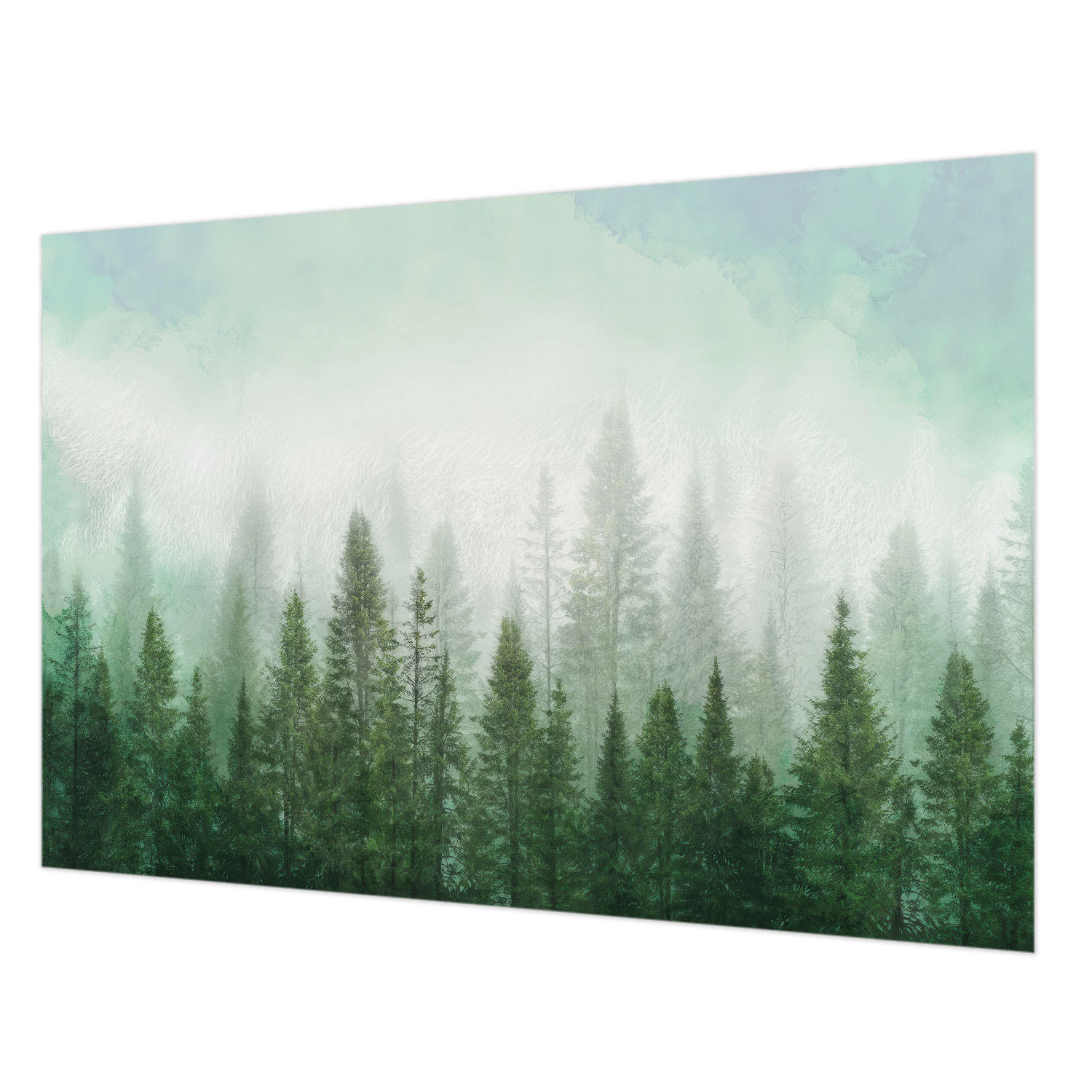 FOTOTAPETE 152x104 cm - Wolf im Wald - Grün, Textil (152/104cm) - Wallfluent