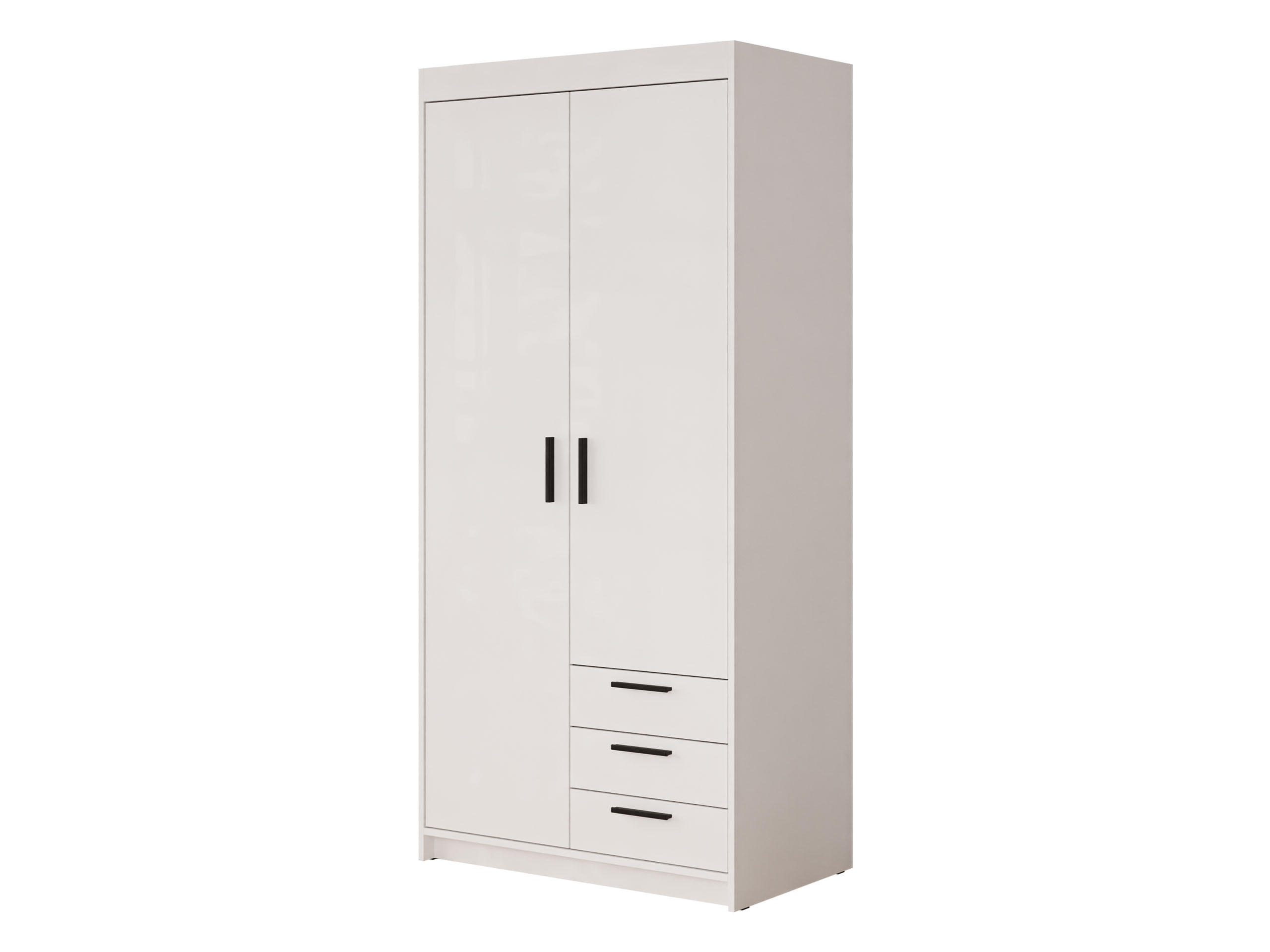 KLEIDERSCHRANK Elena 2D3S - Schwarz/Weiß, Holzwerkstoff/Kunststoff (90/191/53cm) - MIRJAN24