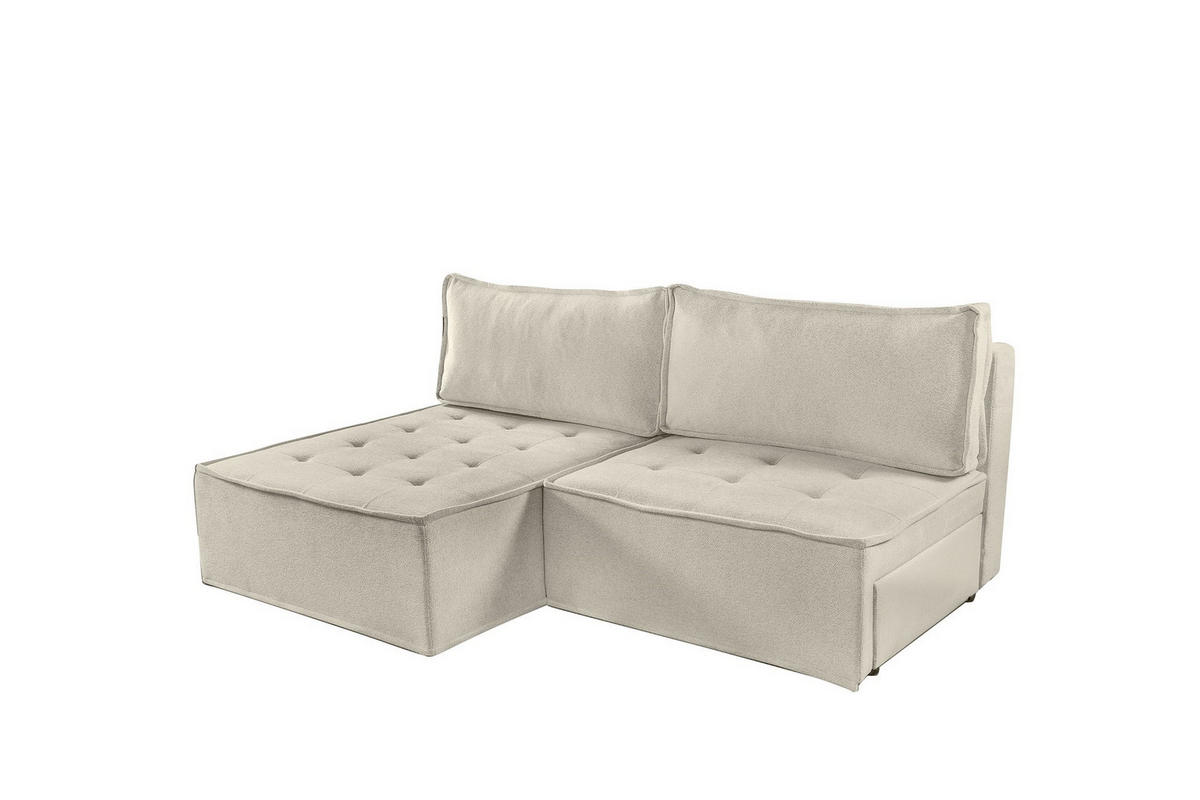 ECKSOFA Schlafsofa Amalia In Raven - Creme, Holzwerkstoff/Textil (200/140cm) - Fun Möbel