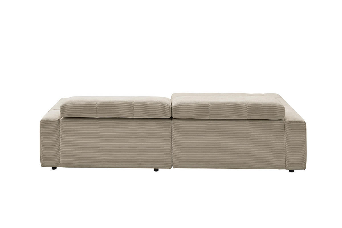 ECKSOFA MIT MOTORISCHEM SITZVORZUG RENO Beige Cord - Beige/Schwarz, Kunststoff/Textil (258/217cm) - KAWOLA
