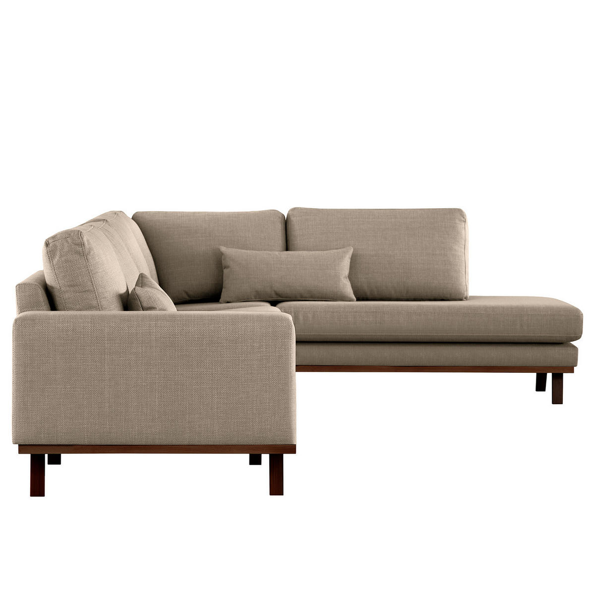 ECKSOFA mit Ottomane - Taupe/Buchefarben, Buchenholz/Textil (287/219cm) - home24