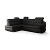 ECKSOFA KONGO RBN09, Eckcouch in L-Form mit Schlaffunktion, Farbe: Schwarz, Kunstleder, Ottomane Links - Schwarz, Textil (260/180cm) - O-Sofa