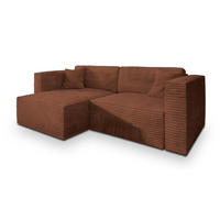 ECKSOFA NERIO Braun Kordstoff mit Schlaffunktion - Braun, Holz (245/148cm) - MASSENO