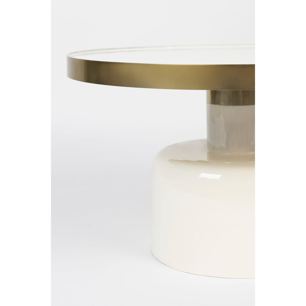 COUCHTISCH Glam Rund 60 cm Weiß/ Gold - Weiß, Metall (60/60/35cm) - Zuiver