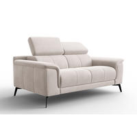 SOFA FIERO 2-Sitzer, Beiger Veloursstoff - Beige/Schwarz, Holz/Textil (170/82/103cm) - Courtois Laville