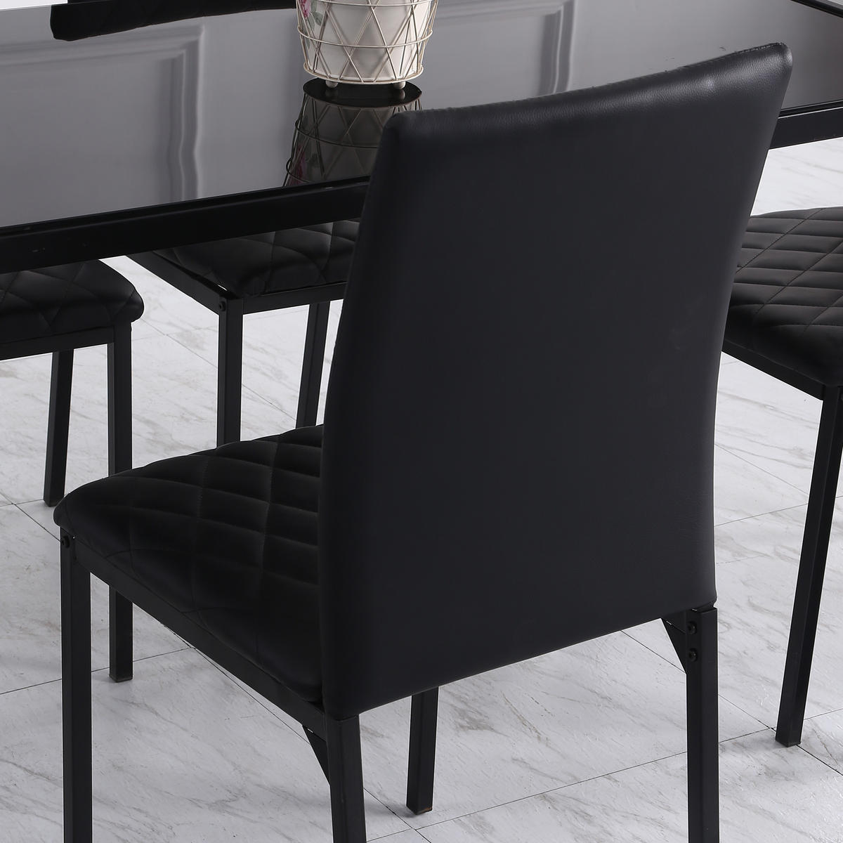 ESSZIMMERSTÜHLE 4er-Set DE-13295 Rhombus-Steppung Schwarz - Schwarz, Metall (41/91/50cm) - ComfortXL