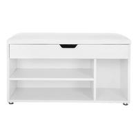 SCHUHBANK 3 Fächer und 1 Truhe mit bequemer Sitzfläche - H44 cm - Weiß, Holzwerkstoff (30/44/80cm) - Calicosy