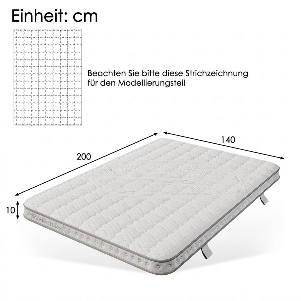 TASCHENFEDERKERNMATRATZE 140/200 cm Weiß H3, mit Kaltschaum - Weiß, Textil (140/200cm) - Oxeza