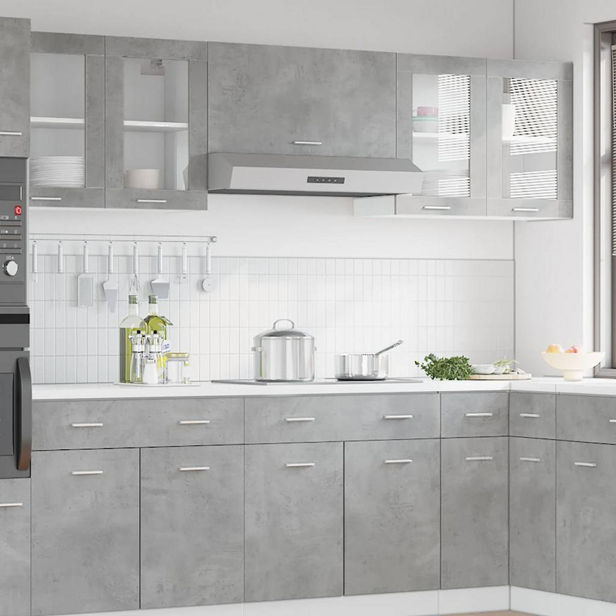 HÄNGEGLASSCHRANK Lyon Betongrau 80/31/60 Cm - Grau, Holzwerkstoff (31/60/80cm) - vidaXL