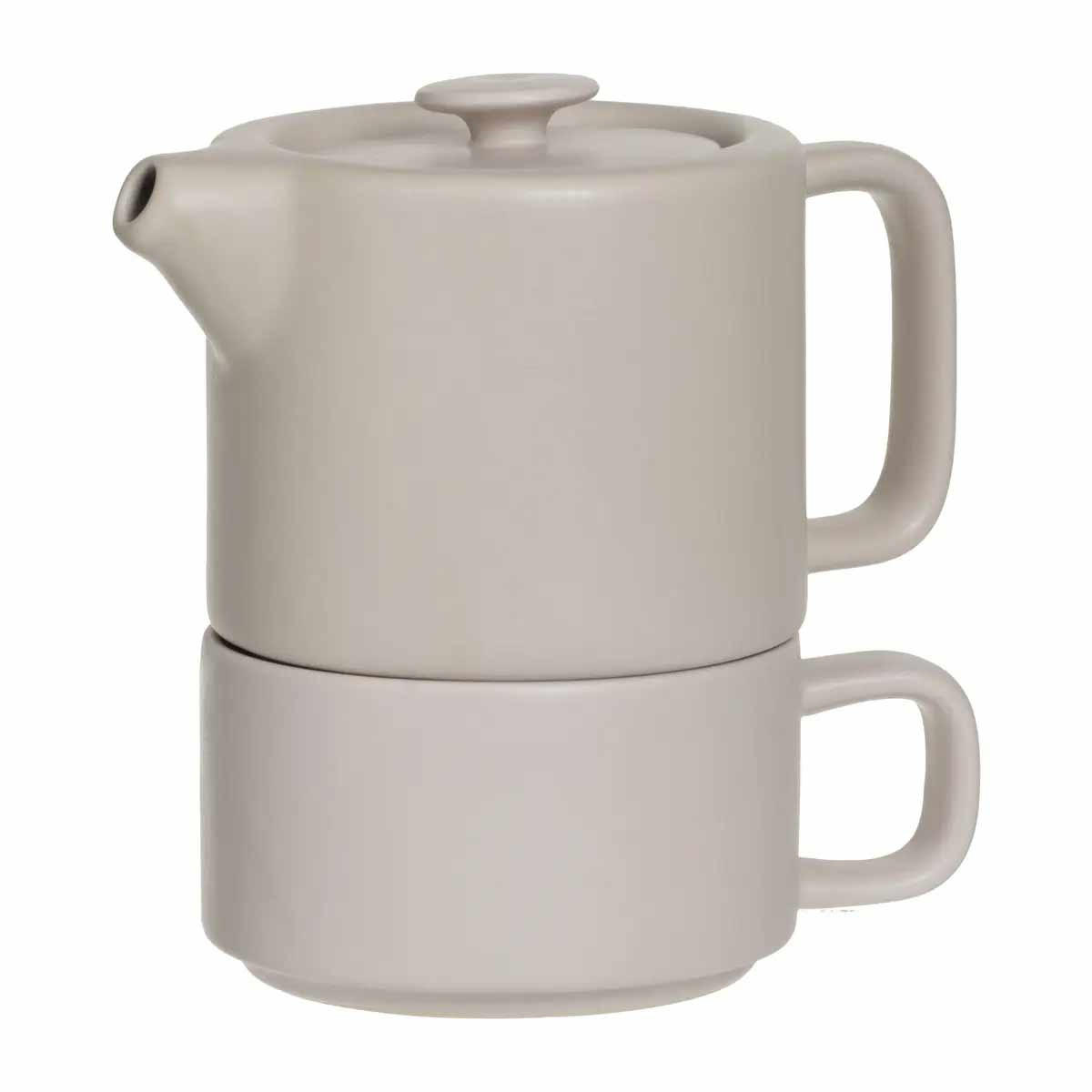 TEEKANNE mit Tasse Natural Hellrosa 400 ml 13,5/10/15 cm - Rosa, Keramik (10/13.5cm) - Secret de Gourmet