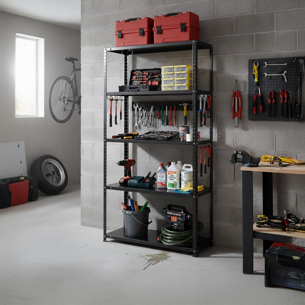 LAGERREGAL - Schwarz, Kunststoff/Metall (75/150/30cm) - Relaxdays