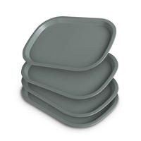 SERVIERTABLETT Kunststoff 37x27 cm Grün 4er-Pack - Grün, Kunststoff (27/2/37cm)