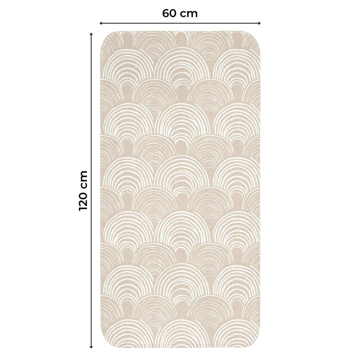 WC PŘEDLOŽKA Vlny - Textura - Béžová 60x120 cm - kašmírová, textil/plast (60/1cm) - OnlyWow