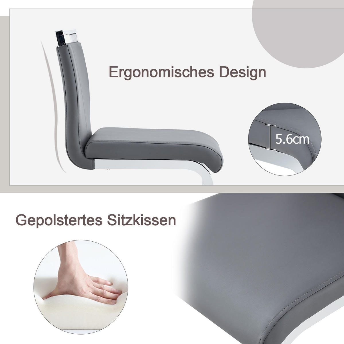 SCHWINGSTUHL DE-36484 2er Set mit PU-Bezug Grau - Grau, Metall (46.5/96.5/38.9cm) - ComfortXL