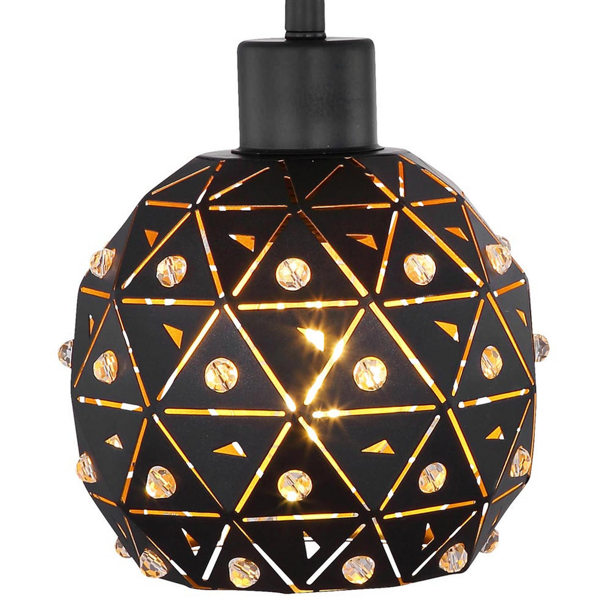 TISCHLEUCHTE Metall Schwarz Matt Gold - Schwarz, Holz (34/18/55cm) - Globo Lighting