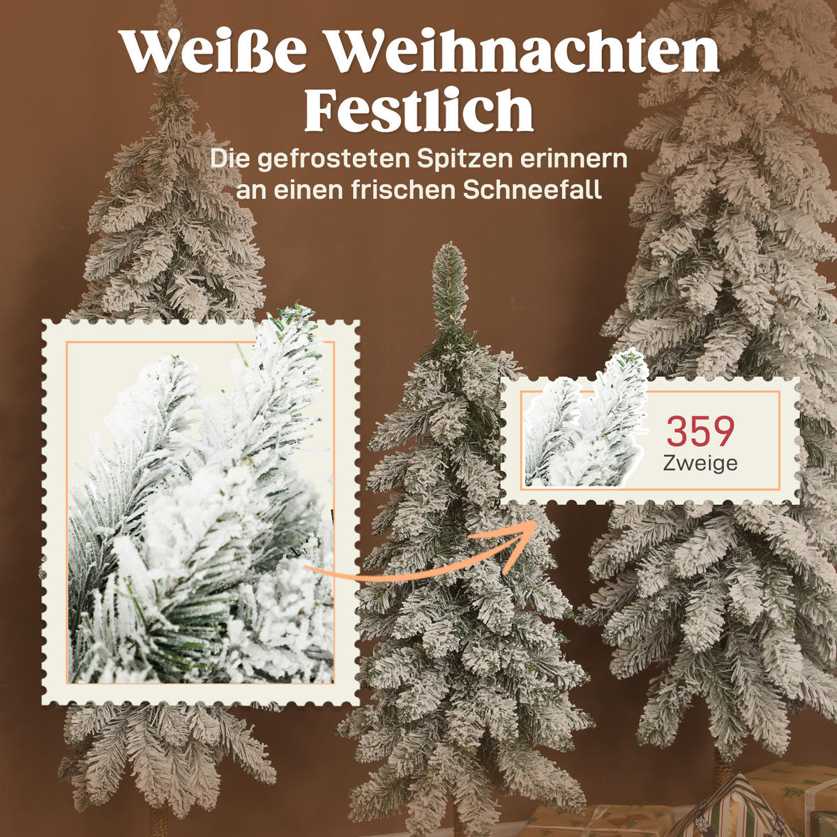 WEIHNACHTSBÄUME DE-41613 3er-Set schneebedeckt 90/120/150 cm Grün/Weiß - Weiß/Grün, Kunststoff (150cm) - ComfortXL