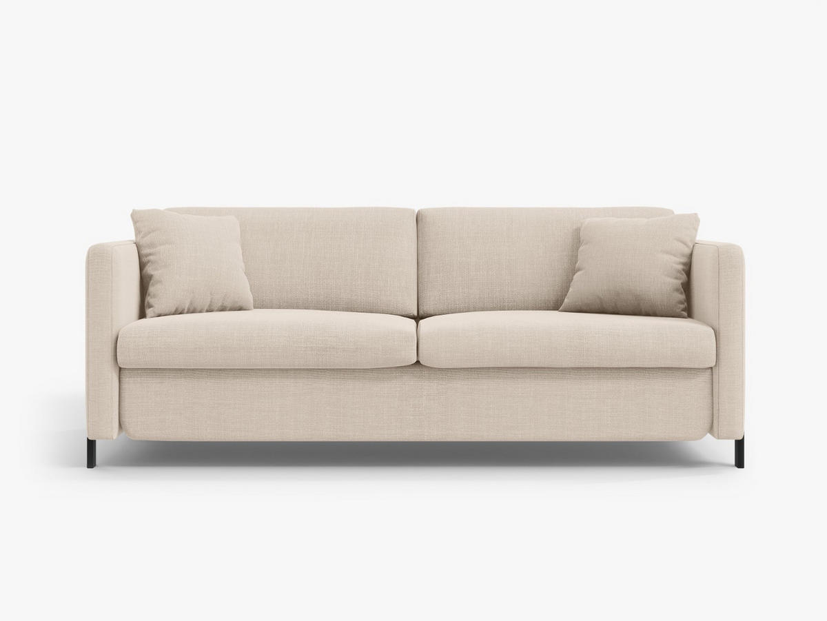 SOFA ausklappbar Gloria aus strukturiertem Stoff beige 3 Sitzplätze - Beige, Textil (102/80/202cm) - Micadoni