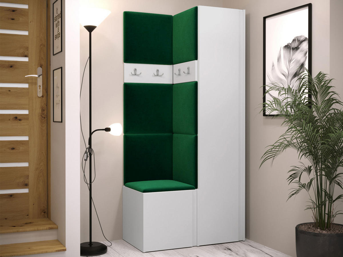 GARDEROBEN-SET Orion XXIV - Weiß/Grün, Holzwerkstoff/Kunststoff (82/186/46cm) - MIRJAN24