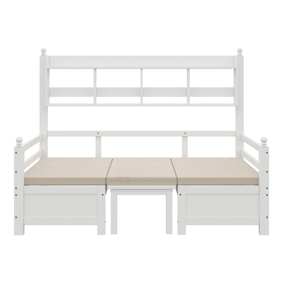 BETT multifunktional 2-in-1 Tisch und Bett Weiß 90/200 cm - Weiß, Holz (90/200cm) - OKWISH