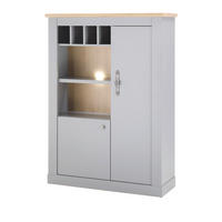 HIGHBOARD grau, Artisan Eiche 130 cm, Kommode im Landhaus-Stil - Silberfarben/Hellgrau, Holzwerkstoff/Metall (103/142/37cm) - Furn.Design