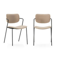 STÜHLEN (Set aus 2) mit schwarzen metallbeinen - maika 49/55/48 cm - Taupe, Kunststoff (55/48/49cm) - Calicosy