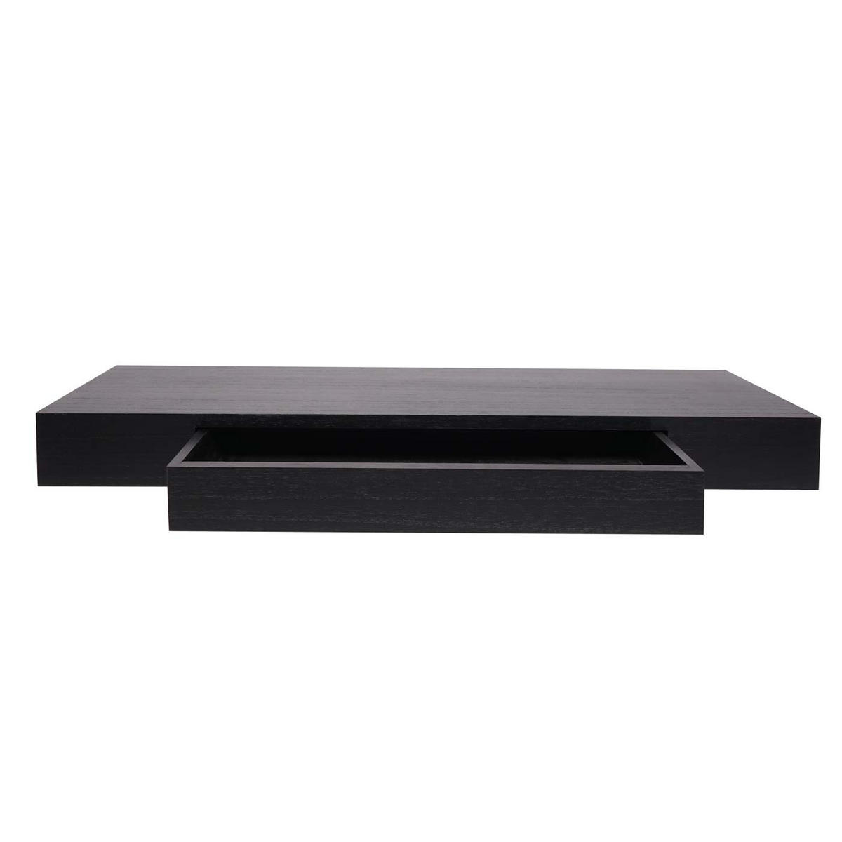 WANDREGAL 8x80x25cm Schublade Massiv-Holz Schwarz Schweberegal - Schwarz, Holz (80/8/25cm) - BERLINLODGE