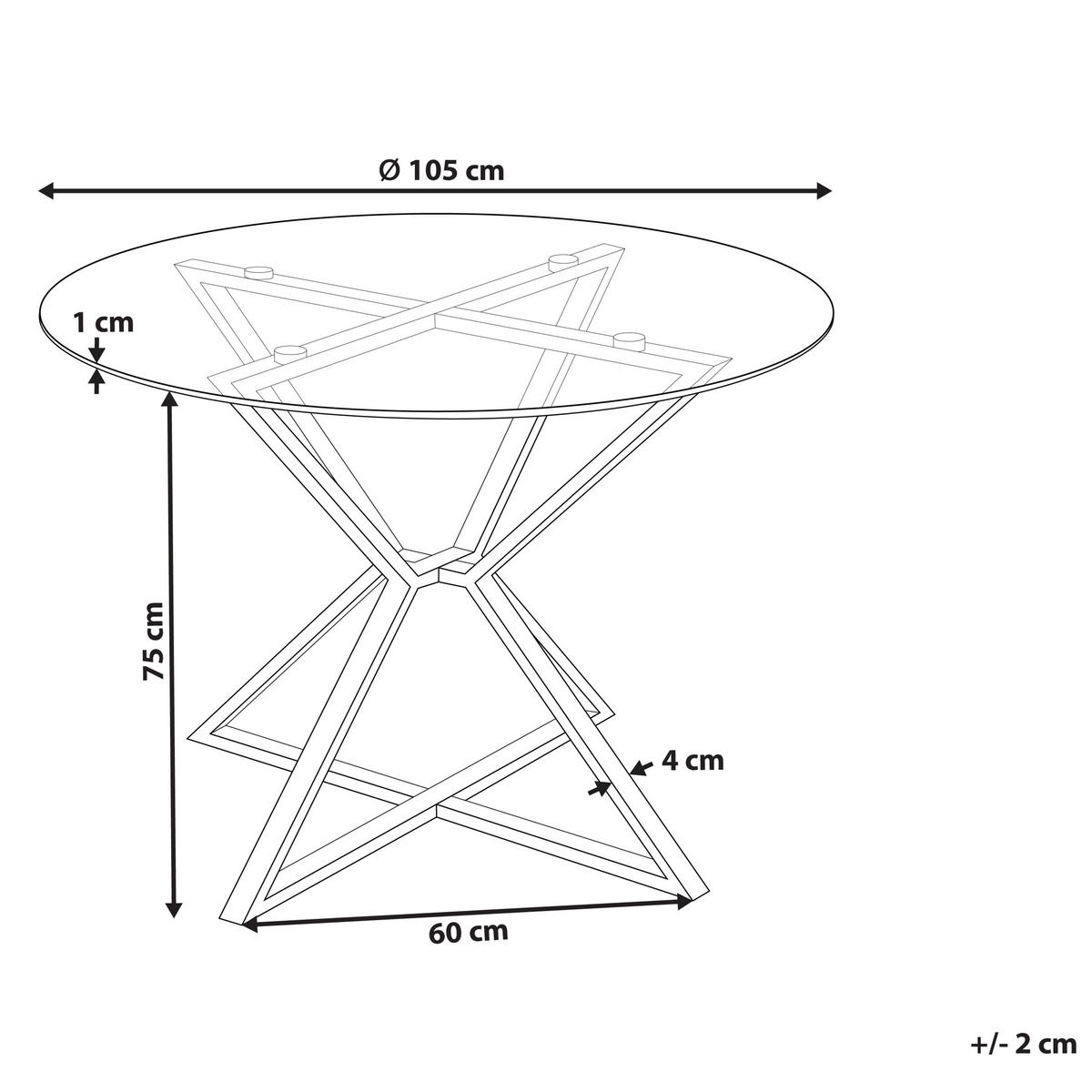 ESSTISCH 105/75 cm Transparent, silberfarben Rund Bosco - Transparent, Glas (105/105/75cm) - Beliani