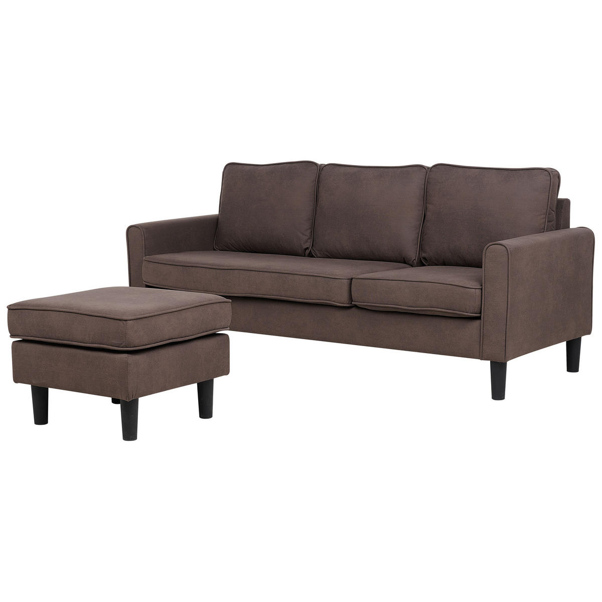 3-SITZER-SOFA mit Ottomane Polsterbezug Braun Avesta - Braun, Textil (186/85/74cm) - Beliani