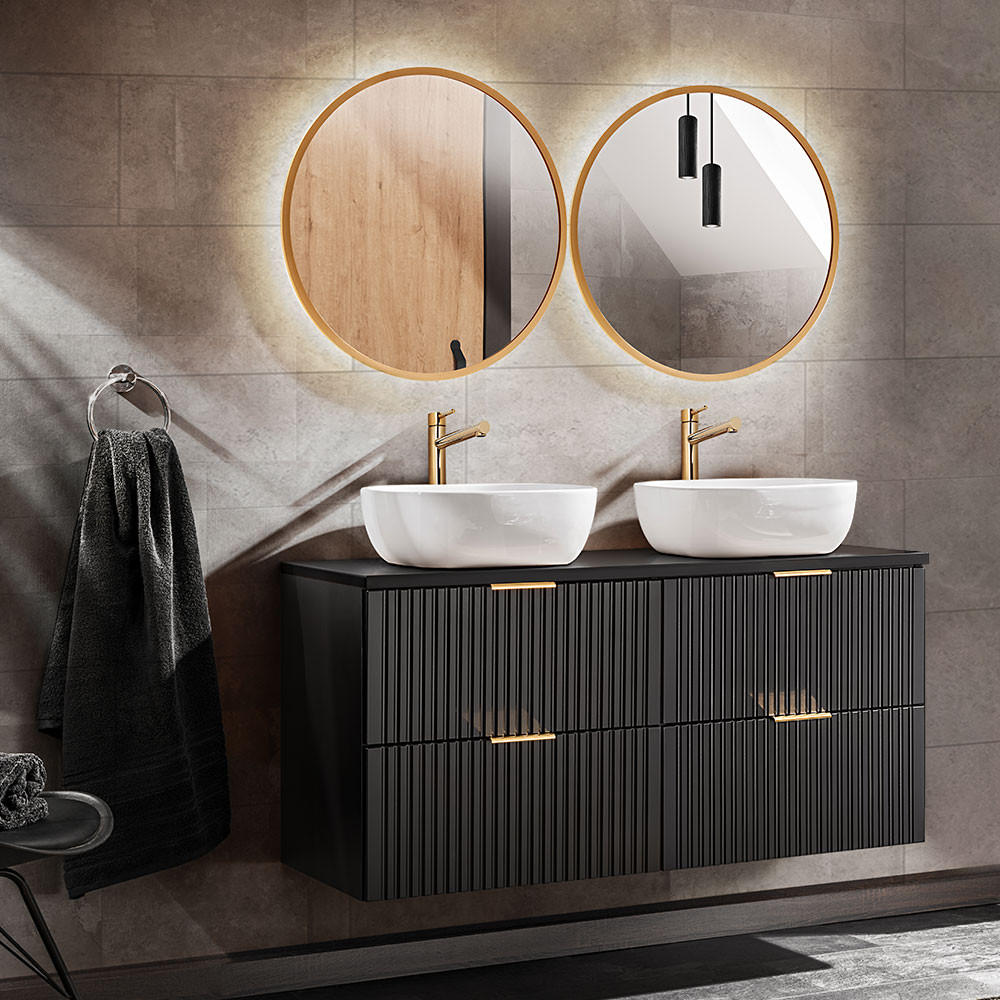 Lomado Badmöbel-Set Schwarz 121x200x47 cm