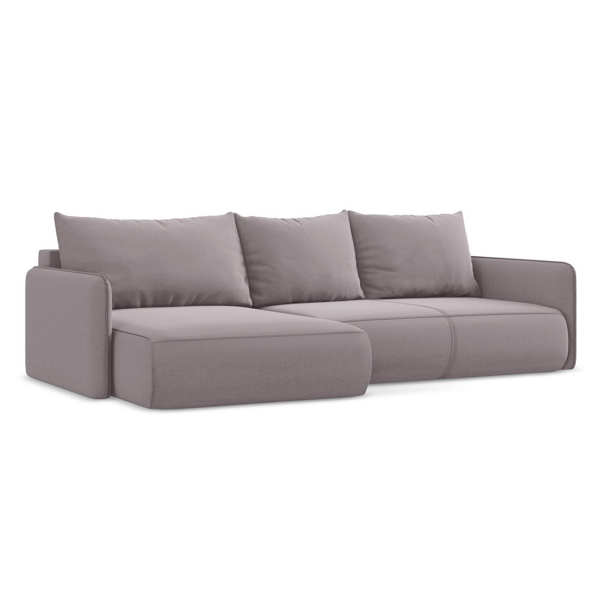 ECKSOFA mit Schlaffunktion Samt Stoff Violett - Lila/Flieder, Kunststoff/Textil (148/240cm) - LaMiaSofa