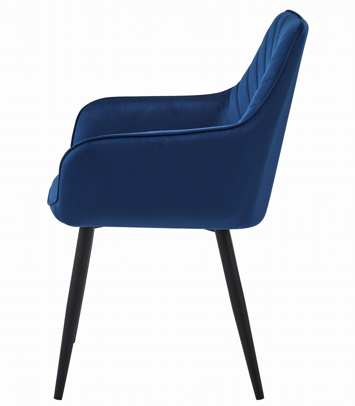 STUHL NEMI 2-er Set, Blau, Schwarz, mit Samtstoff gepolstert - Blau, Textil/Metall (54/84/61cm) - Komodee