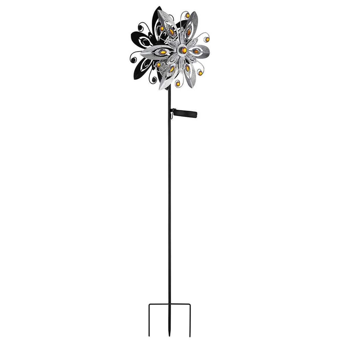 LED AUSSENLEUCHTE Solar Windrad Kristalloptik - Silberfarben, Glas (32/17.5/124cm) - Globo Lighting