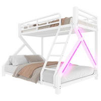 ETAGENBETT 90x200/140x200 cm in Weiß mit LED-Beleuchtung - Weiß, Metall (90/200cm) - IVMEU