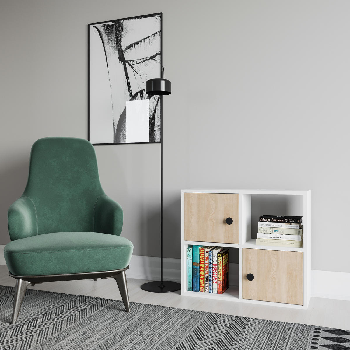 BÜCHERREGAL Tuttle Weiss Eiche - Alteiche/Weiß, Holzwerkstoff (25/63.2/72cm) - Decorotika