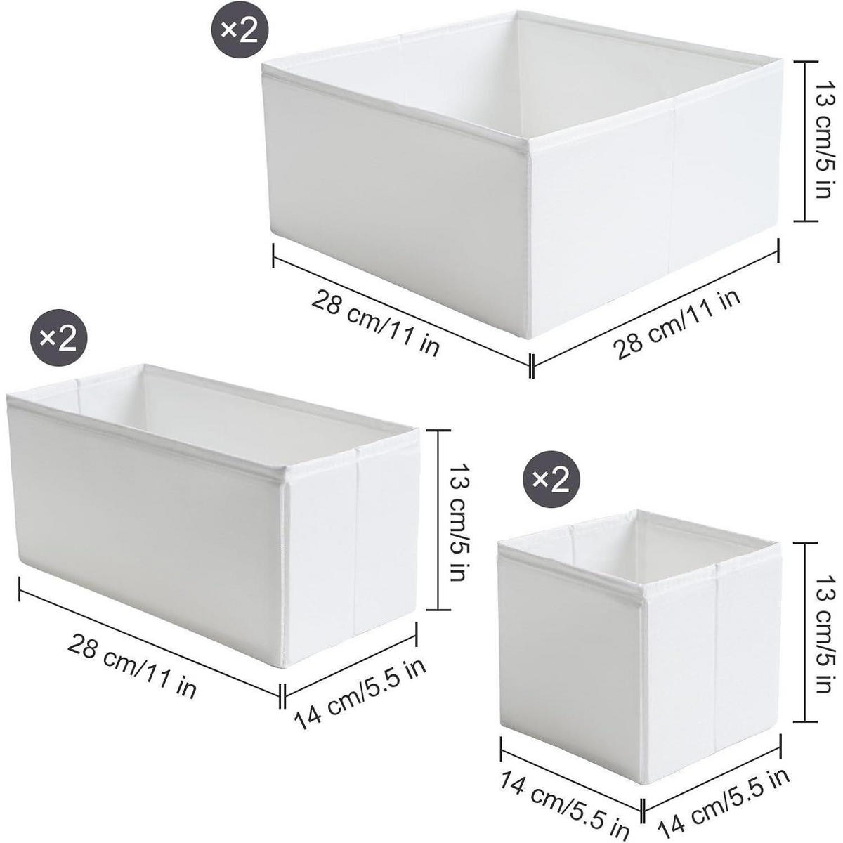 SCHUBLADEN Organizer 6er-Set Weiß - Weiß, Textil (28/13/28cm)