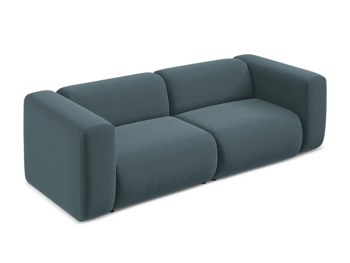 3-SITZER SOFA Samt Stoff Blau - Blau/Petrol, Kunststoff/Textil (228/70/89cm) - Makamii