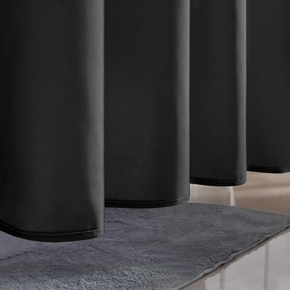 DUSCHVORHANG Schwarz Polyester schimmelresistent maschinenwaschbar wasserdicht klein für Duschkabine - Schwarz, Textil (180/9cm) - MCBOSON