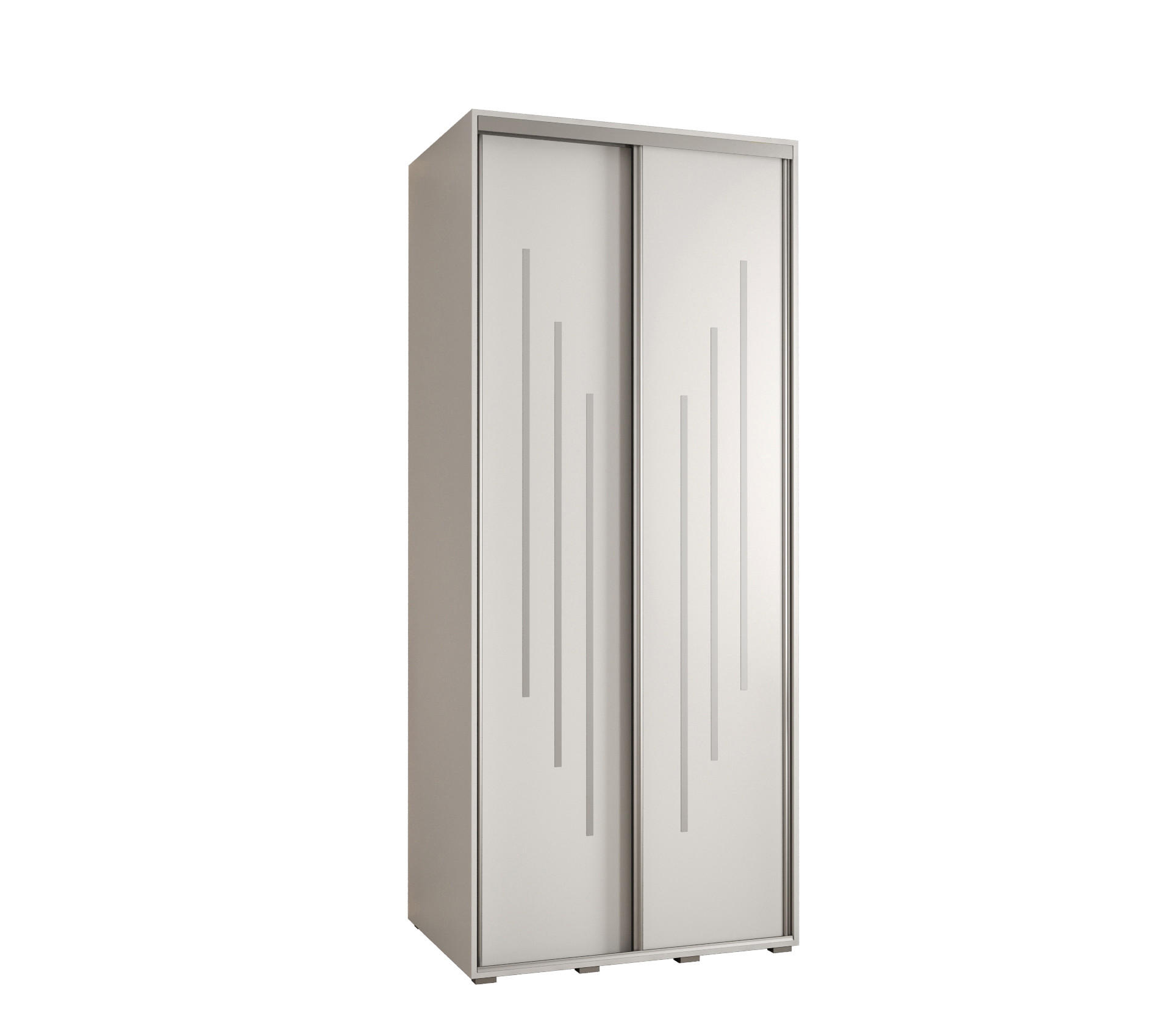 Abiks Möbel Schwebetürenschrank Weiß, Weiß, Silber 110x235x45 cm