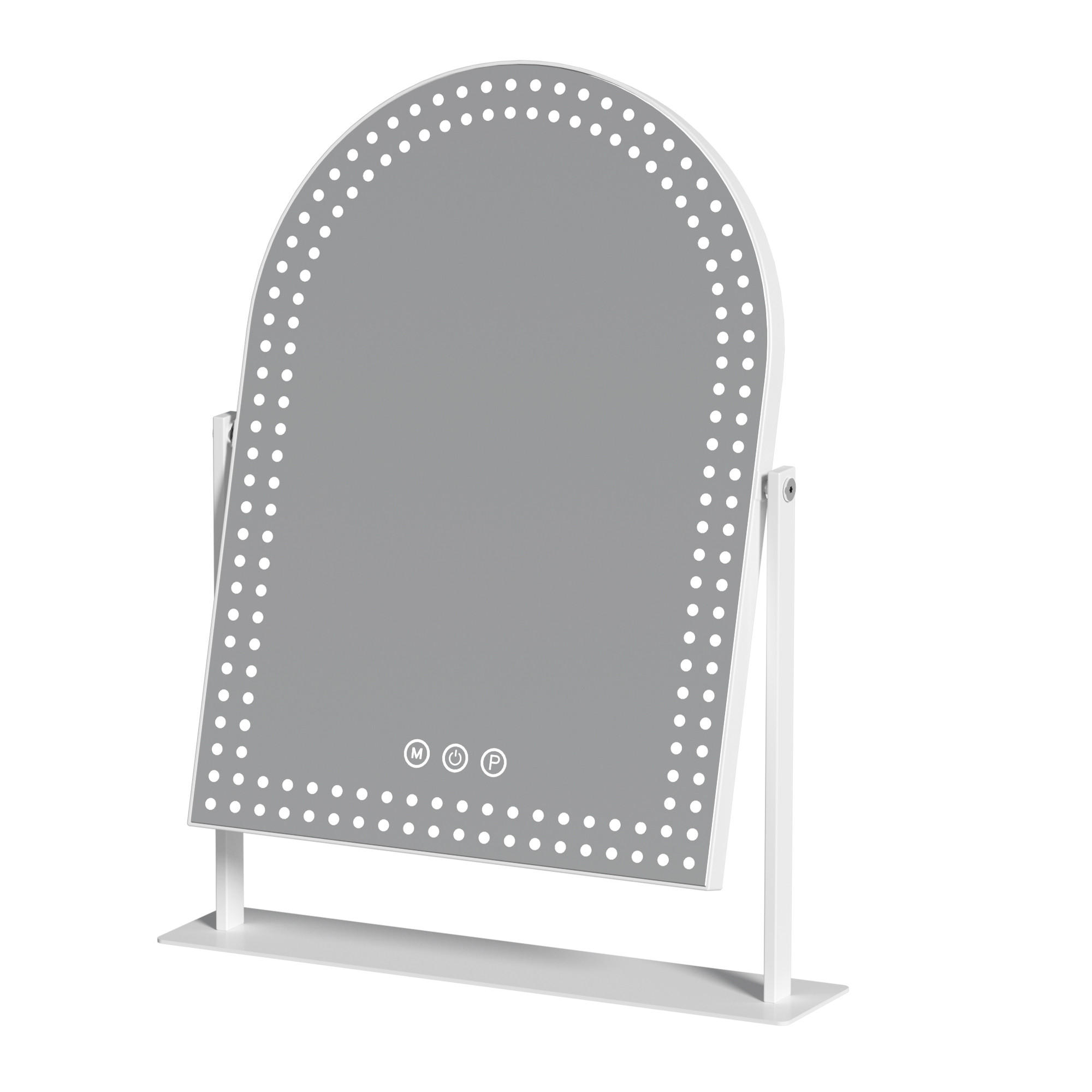 SCHMINKSPIEGEL mit Beleuchtung Gewölbter Weiß 30/41 cm - Weiß, Metall (30/41/3cm) - VANITII